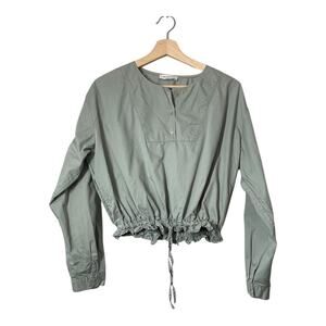 The Edition Philosophy Paperbag Hem Shirt Top Blouse Lt Sage Green Long Sleeve